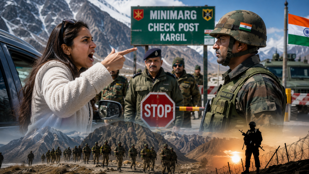 कारगिल के मीनामार्ग चेकपोस्ट पर सुरक्षाकर्मियों के साथ बहस करती पर्यटक महिला का वायरल वीडियो